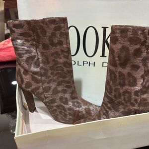 Randolph Duke Brown Leopard Heeled Boots